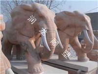 石雕大象 晚霞红大象 红色大象