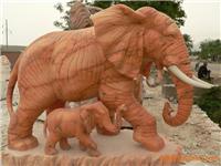 仿真动物雕刻，石雕母子象，河北动物雕塑