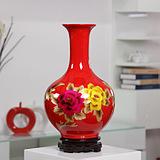 现代家居装饰花瓶 时尚花瓶 麦秆画红瓷花瓶