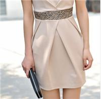 夏季新款 韩版女装雪纺短袖连衣裙 简约时尚百褶裙 短裙正品