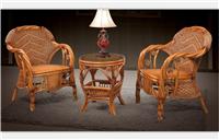 江西藤实木家具厂价直销田园棕色休闲藤椅组合三件套9002