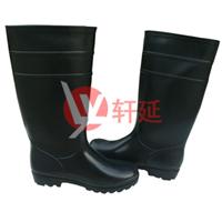 供应全黑PVC三耐雨鞋 黑色工矿雨鞋 消防雨靴 防汛工作雨靴