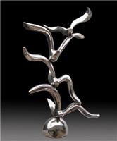 不锈钢群鸟雕塑摆件 酒店 会所 办公室金属艺术雕塑摆件