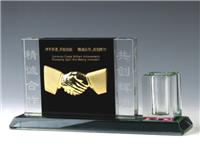 东莞公司年度庆典纪念品 水晶三件套笔筒纪念品 水晶纪念品定做