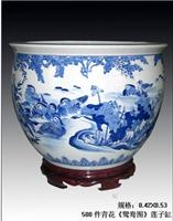青花瓷大缸，景德镇陶瓷缸，批发陶瓷缸，园林摆件瓷缸