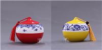 厂家批发定做陶瓷茶叶罐 红黄新款茶罐