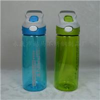 批发定制单层塑料冷水壶650ML吸管运动水壶手提盖吸嘴水杯