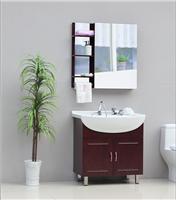 供应红棕色落地式现代实木浴室柜QS8112