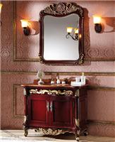 欧式奢华实木浴室柜亮光红卫浴柜大理石台面洗脸陶瓷柜Q215