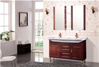 双水槽红棕色现代实木浴室柜Q6648