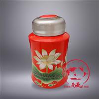 供应景德镇制陶瓷茶叶罐，喜庆中国红瓷茶叶罐