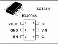 Low-noise charge pump DC / DC converter chip, HX4004A, HX = JE, SOT-23-6,2.5V ~ 5.5V