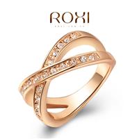 ROXI速卖通外贸**款首饰手饰批发正品奥地利水晶镶钻镀金戒指