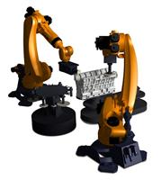 2015大连誉洋新推出双机器人，两台机器人同时为金属铸件打磨，提高工作效率，大大节省人工成本!