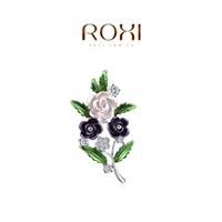 厂家直销ROXI白金紫色花朵胸针欧美流行饰品批发