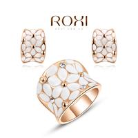 厂家直销ROXI时尚套装韩版时尚首饰批发玫瑰金白花两件套批发