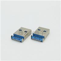 较新代USB 3.0A/M公座/插头 常规蓝胶180度一体式公头