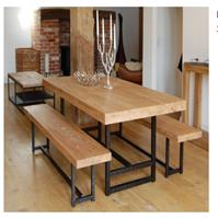 铁艺实木餐桌椅 长方形餐桌 烤漆钢木餐桌 铁艺餐桌椅报价