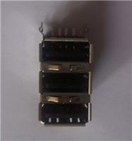 三层USB母座AF 三层90度插板2.0弯脚，多层卷边有弹片