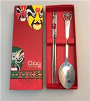 国粹京剧脸谱勺筷不锈钢餐具两件套 促销礼品套装 文化特色礼品