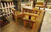 防腐木庭院组合桌椅、碳化木户外家具，可以选择青岛雅居庭院公司
