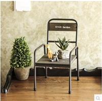 湖南创客美式复古铁艺餐椅 现代简约靠背椅咖啡椅 实木休闲椅餐厅椅