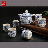 景德镇厂家直销 7头双层平口大杯茶具 陶瓷茶具青花瓷