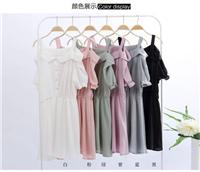 飞亚达制衣厂新款韩版珍珠雪纺连衣裙假两件雪纺女式夏装