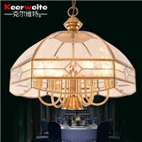 欧式吊灯餐厅灯具 美式全铜玻璃艺术餐吊灯古典拼花铜灯厂家直供