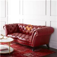 红色美式真皮沙发 新款真皮沙发 高品质沙发定制 纷呈家具