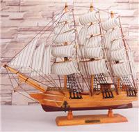 木质50cm帆船模型 实木制作地中海风格家居装饰摆件 纯手工工艺品