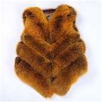 高端动物皮草外套，短款圆领狐狸毛马甲背心，修身显瘦款女装皮草货源发售