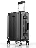 新款时尚平框铝框拉杆箱行李箱旅行箱登机箱托运密码箱万向轮纯铝黑色