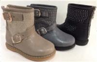 厂家加工生产批发童靴，PU+绒布+佳积布布，冬季靴