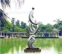 不锈钢动物雕塑户外景观雕塑广州海豚雕塑