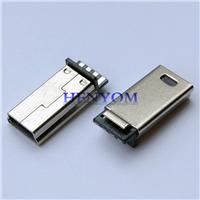 MINI USB 5P公头B型焊线式 成员后四加长型 单排焊线一体式