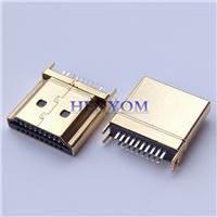 HDMI 19PIN公头夹板式 夹板1.2 1.6mm 大间距高清镀金插头