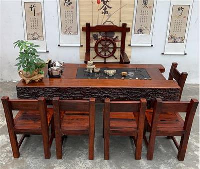 老船木餐厅家具餐桌椅子组合实木方形圆形餐桌