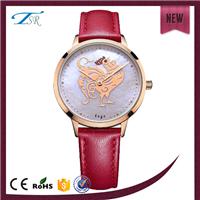 礼品手表厂家金鸡报晓鸡年纪念款浮雕字面潮流腕表真皮手表