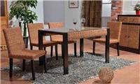 厂家批发直销藤艺餐桌 藤餐桌餐椅 藤木方形餐桌椅组合 实木餐桌 单把餐椅
