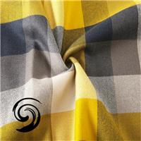 厂家灰橙梭织格子布料高级纯棉免烫抗皱衬衣色织布面料T52-1737