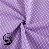 廠家*抗皺環保淺紫色格子竹纖維休閑襯衣色織布面料T26-1652