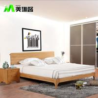 美琳馨 1.5米1.纯实木双人床白橡木环保卧室家具北欧现代简约