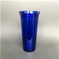 Youth双层塑料吸管杯 促销塑料杯 星巴克吸管杯塑料饮料杯