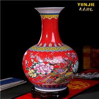 高档陶瓷花瓶手绘花瓶陶瓷器插花现代中式客厅装饰品电视柜摆件