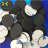 黑色耐高温格纹硅胶垫 3M单面背胶圆形硅胶垫片 环保硅胶制品