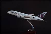 飞模汕头生产厂家销售现货空客380卡塔尔树脂飞机模型36cm自购、商务送礼航空模型