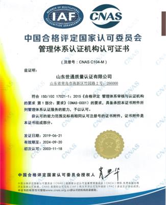 ISO9001 滨州质量管理体系认证-需要的流程