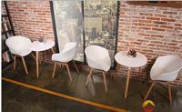福建泉州西餐桌椅供应商，塑胶靠背现代简约实木椅休闲创意咖啡厅办公食堂组合实木餐桌椅