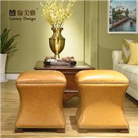 平江美式实木家具可定制厂家直销客厅简约沙发凳卧室换鞋凳